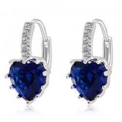 Platinum plated with black heart shape crystal cute earrings 